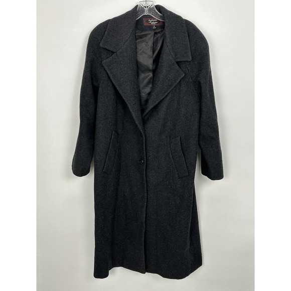 STEPHANIE MATTHEWS CHARCOAL GRAY soft 100% WOOL Coat Women Size 10 P (Flaw) - Picture 8 of 16